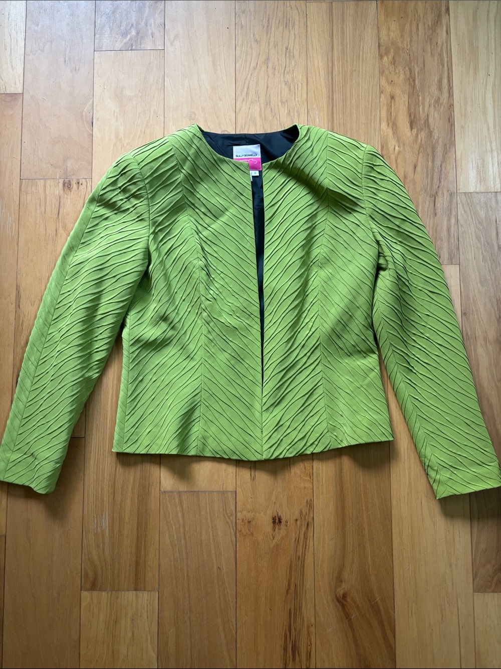 Sully Bonnelly Accents chartreuse silk Jacket size 6